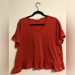 Loft Red Flounce Blouse